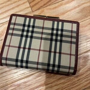 Burberry Beige and Burgundy Check Wallet